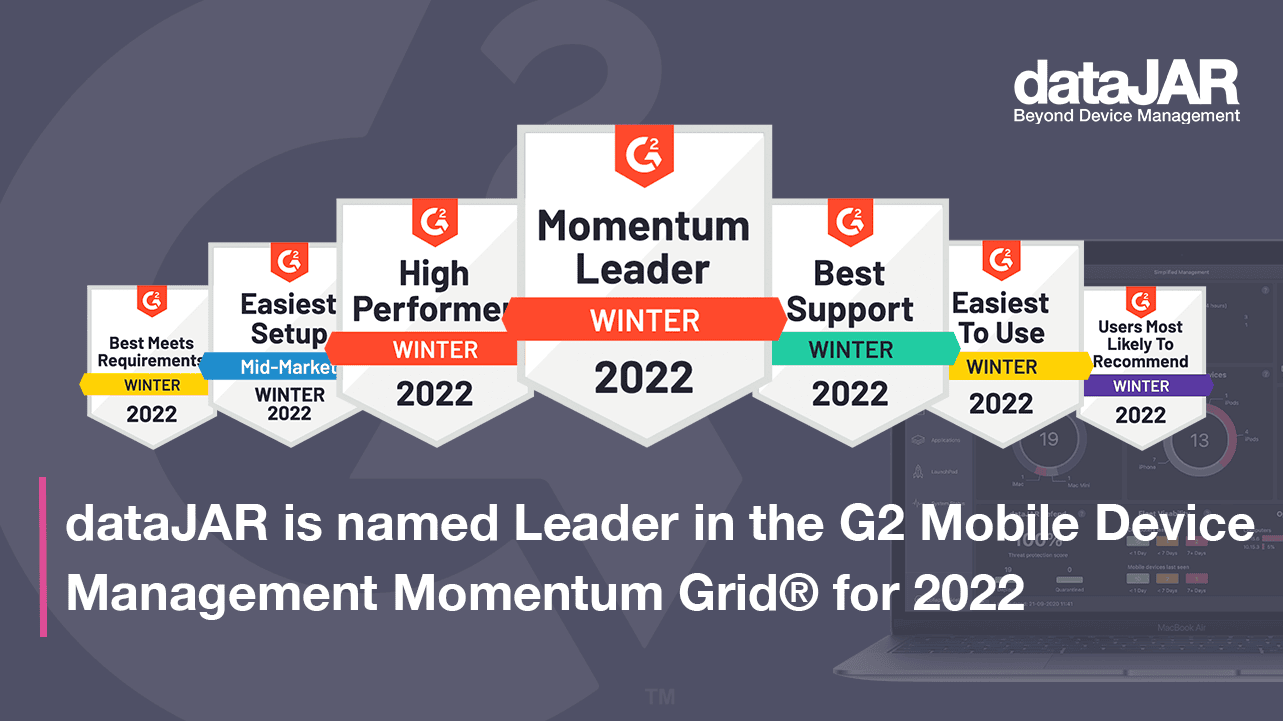 Featured image for “dataJAR is named Leader in the G2 Mobile Device Management Momentum Grid® for 2022”