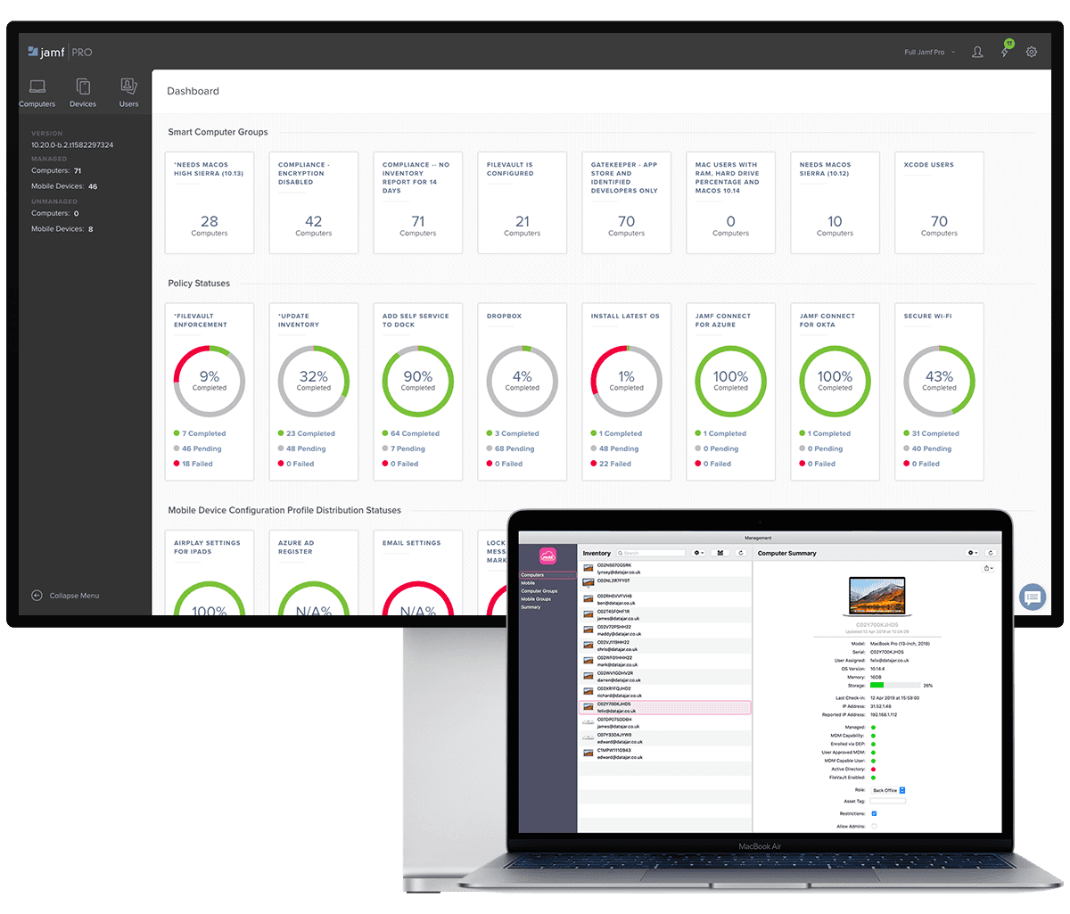 Jamf Pro Dashboard & Simplified management