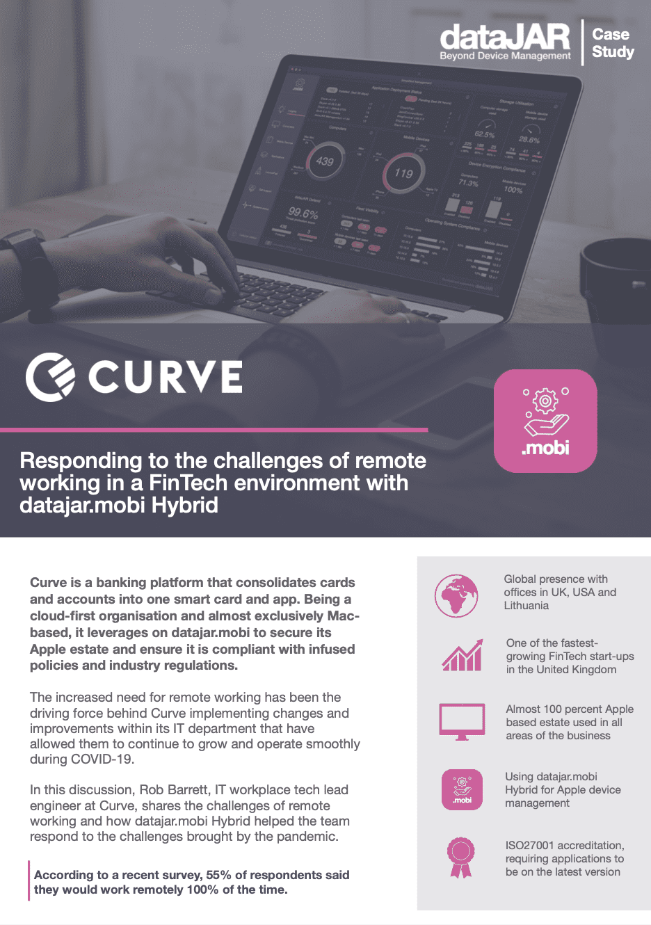 Curve - Responding to the challenges of remote working in a FinTech environment with datajar.mobi Hybrid